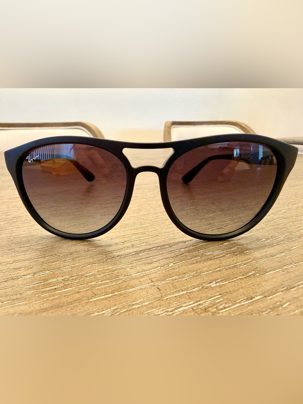 Ray-Ban Matte Black Frame Gradient Brown Lens Sunglasses